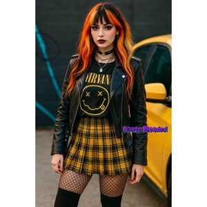 Nirvana Tee Shirt Bleach Yellow Grunge 90's Style Retro alt e-girl Festival Punk